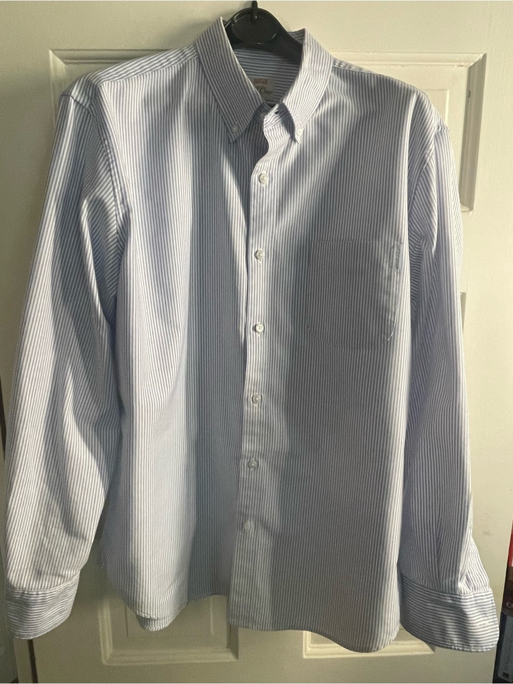 J. Crew Light Blue and White Pinstripe Button-Down Dress Shirt